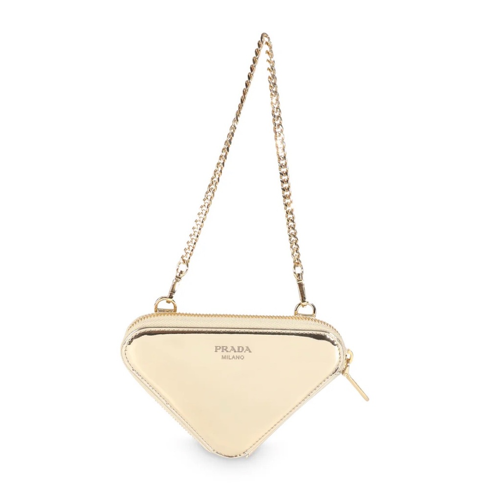 Prada Metallic Gold Triangle Wristlet